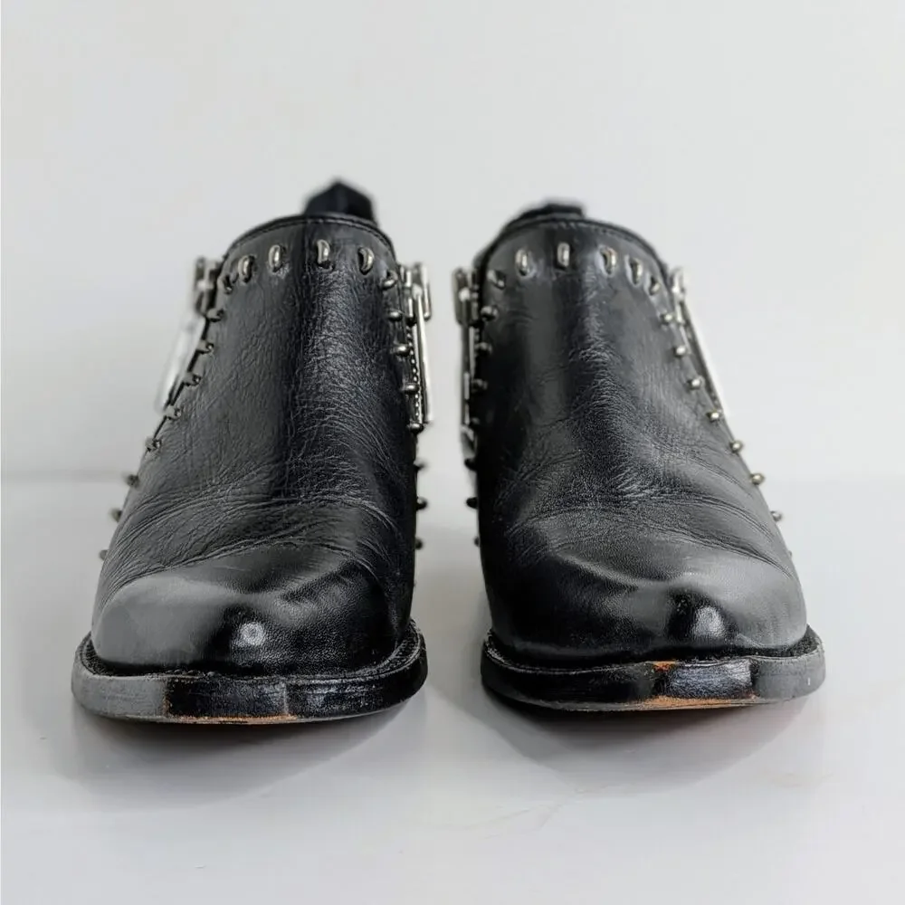Frye Sacha Shooties 6 Black Leather Silver Stud Ankle Boots Heritage Style - Picture 6 of 16